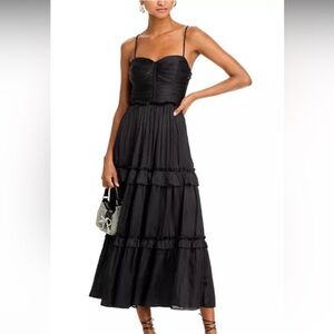 AQUA - Navy Blue Ruched Ruffled Dress